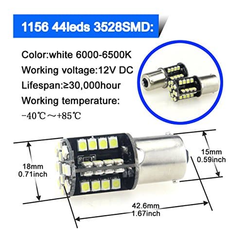 1156 BA15S LED Car Light Bulb 1156 LED Backup Reverse Light 1156 LED Turn Signal Light Bulb, 1156 LED Rear Tail Stop Light 30pcs 5050SMD CANBUS No Error White 12V (Pack of 2)