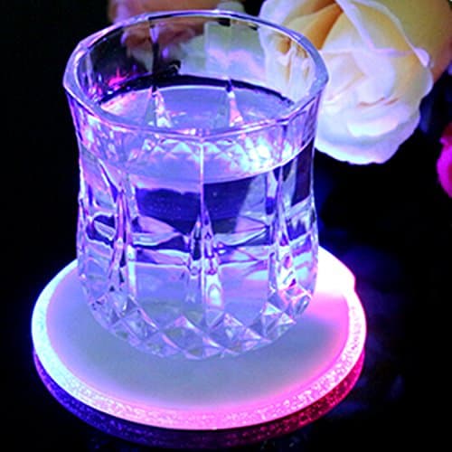 Apltch New LED Blue Red Changing Color Light Up Bottle Coaster for Widding Party Bar Cup Drink Home Use