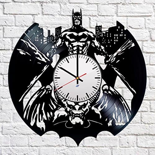 Modern Vinyl Record Wall Clock With Batman Superhero Legend Design - Unique Home or Office Wall Decor - Original Gift Idea For Men and Women - Exclusive Comics Fan Art