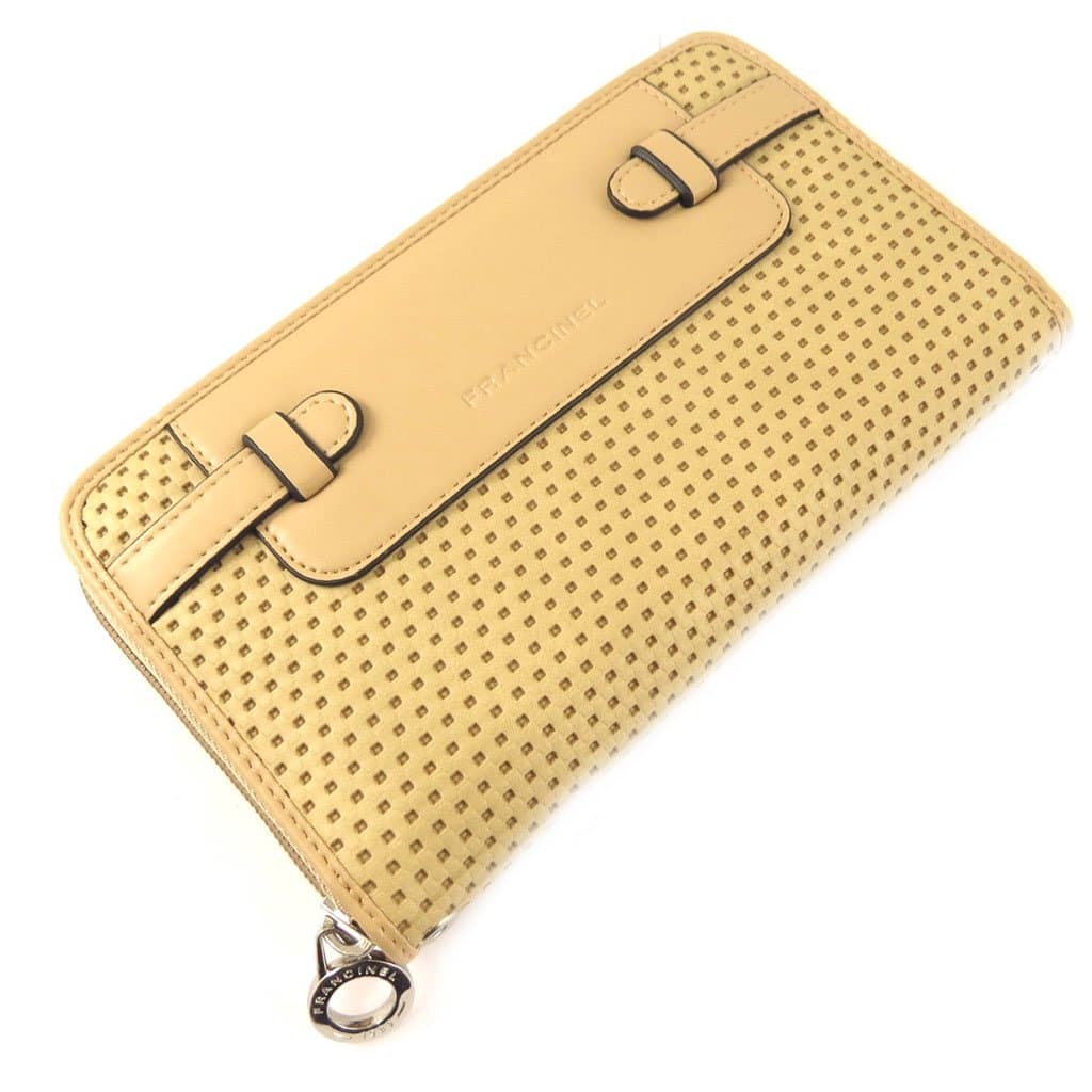 Wallet + checkbook holder zipped 'Romy' natural.