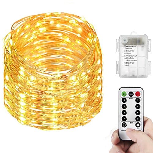 Yenl 66 LED Mini Battery String Lights, 20 Feet, Warm White