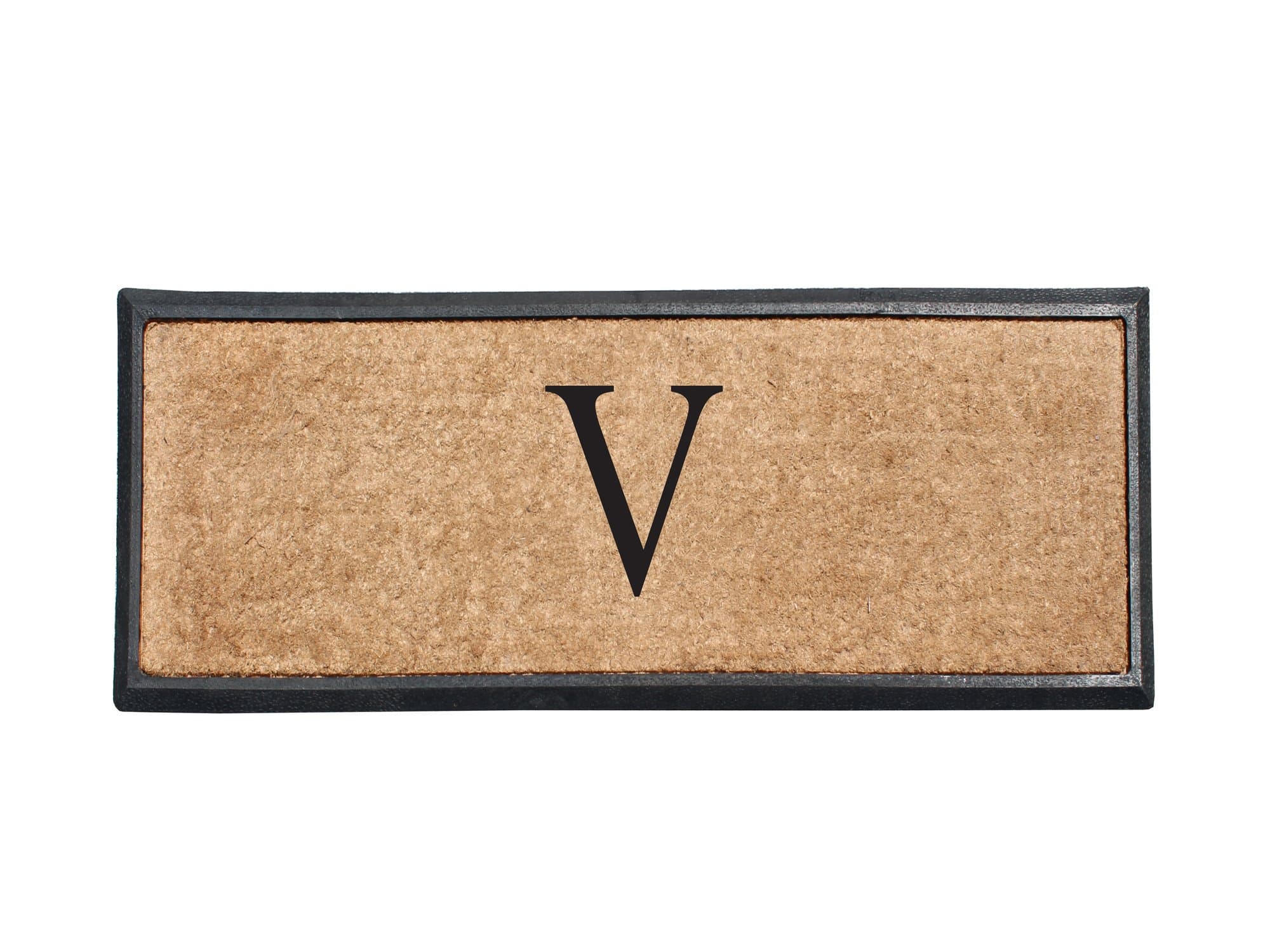 A1 Home Collections First Impression Rubber and Coir Molded Double Doormat, 16" L x 48" W, Monogrammed V