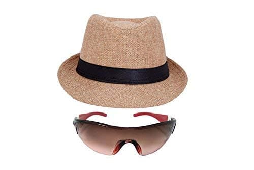 faas Fedora Hat Beige & Goggle Combo Summer Gift for Boys & Girls Age 8 to 14 yrs.FH04S