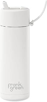 Ceramic Reusable Bottle - Stainless Steel Water Bottle With Straw, Insulated Water Bottle, Metal Water Bottle - Flip Straw Lid - 20oz - Cloud