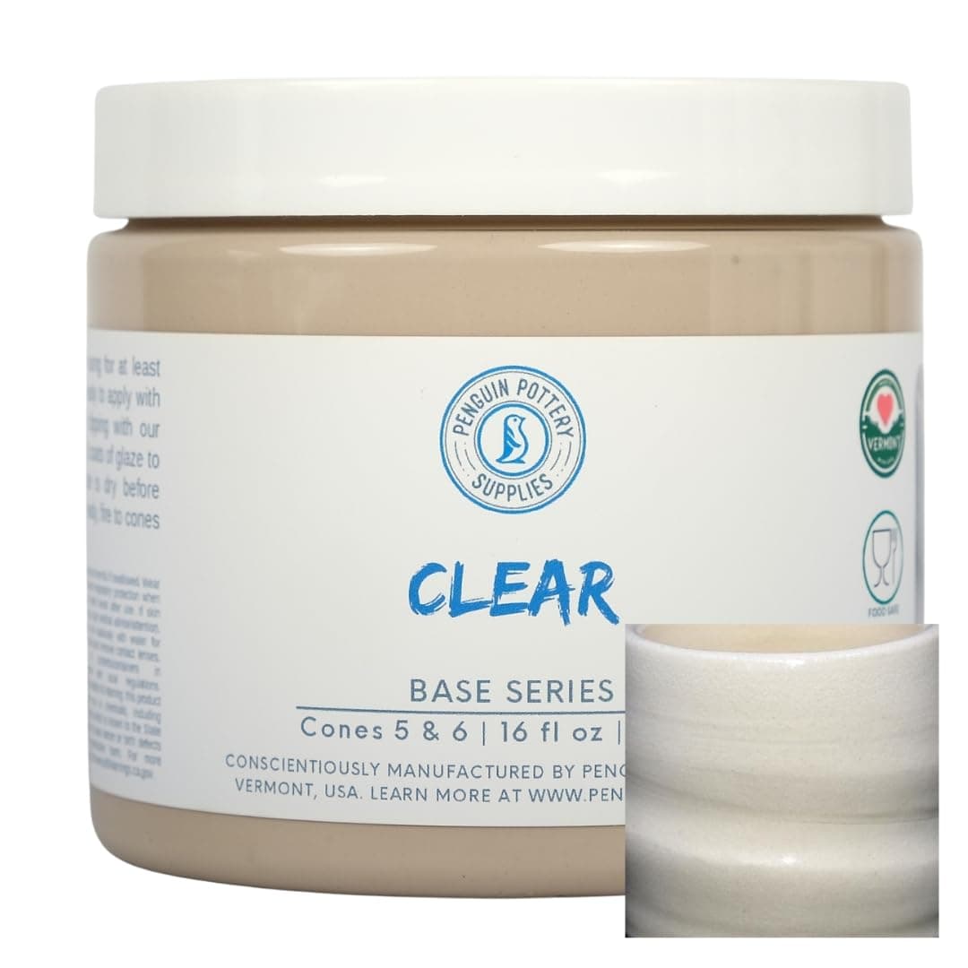 Penguin Pottery - Clear Glaze - Medium Fire Glaze 5-6 Medium Clay High Fire Clay - Ceramic Glaze (1 pint | 16 oz | 473 ml)