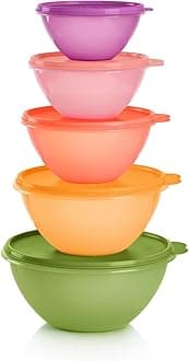Tupperware Heritage Wonderlier 10 Piece Food Storage Bowl Set in Multi Colors, Dishwasher Safe and BPA Free (5 Containers, 5 Lids)