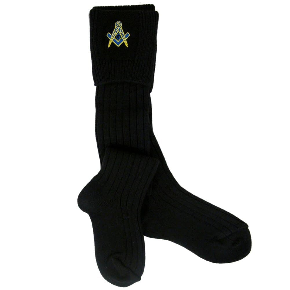 Black Masonic Wool Kilt Hose Socks - Sizes 8 - 10