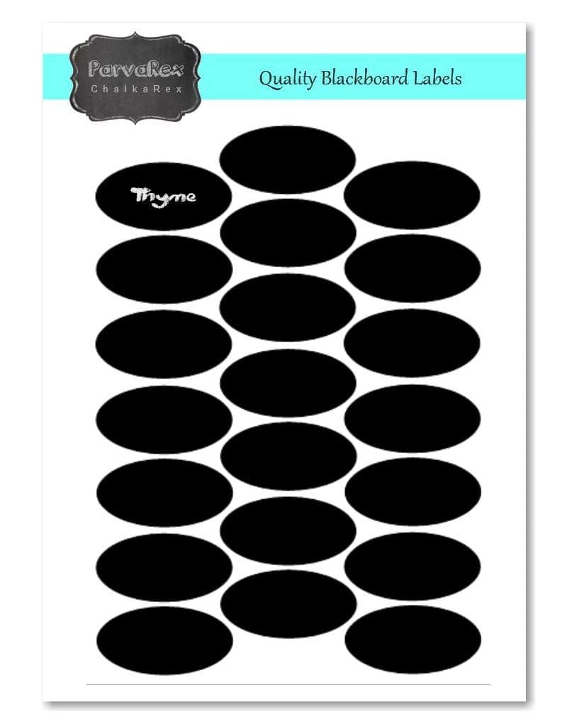 21 Oval Shape RE-WRITABLE Chalkboard Blackboard Labels herb and Spice Jam Jar Cup Wall Stickers (5cm* 2.5cm)