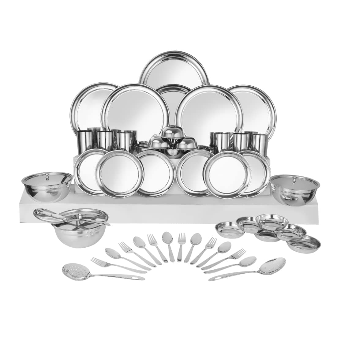 - Stainless Steel Solid Shagun Dinner Set (51 Pcs Set)