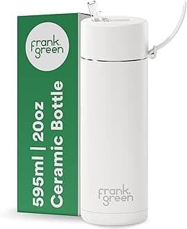 frank green Insulated Water Bottle for Cold Or Hot Drinks - 595ml/20oz Metal Water Bottle with Straw Lid, Ceramic Insulated, Stainless Steel, Triple Wall Vacuum - Cloud White by frank green