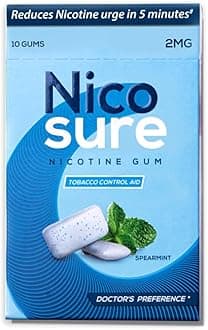 Nicosure Nicotine Gum-2mg-Pack of 12-120 Gums|Tobacco Control Aid|Spearmint Flavour|Doctors' Preference|Aids in Quitting Tobacco|Great taste| Long lasting flavour|Sugar-free