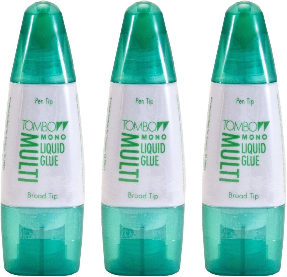 Tombow Mono Multi Liquid Glue (3 Pack) - Clear, Low Viscosity, Dries Clear