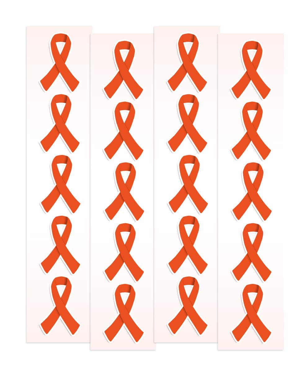 Orange Ribbon Stickers | 50 Pack | Orange Ribbon Awareness