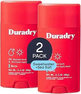 Duradry Clinical-Strength Antiperspirant Deodorant for Women and Men – Clean Formula with Natural Ingredients for Odor and Excessive Sweat Protection – Barca (SweetWater + Sea Salt) - pack of 2