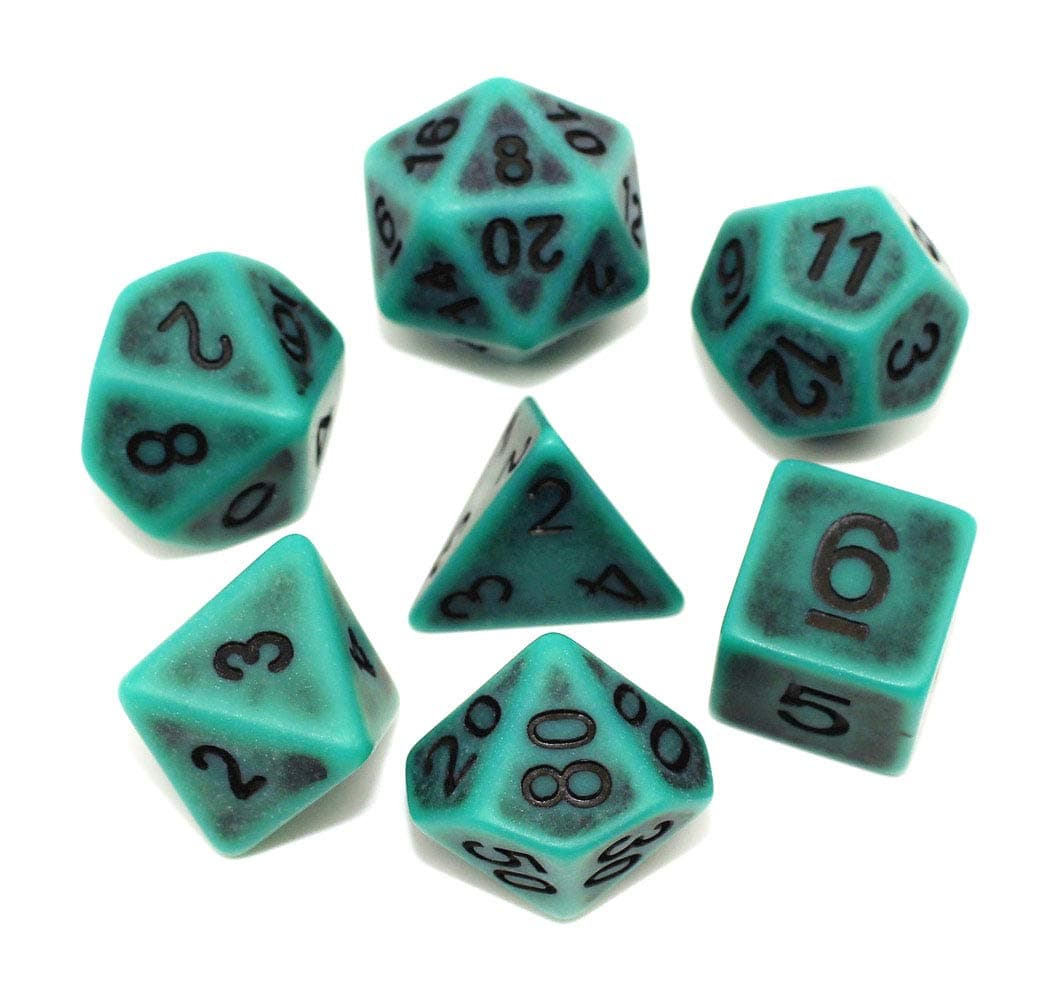 DND Dice Set Ancient RPG Dice for Dungeons and Dragons(D&D) Pathfinder MTG Tabletop Role Playing Game Polyhedral 7-Die Dice Group (Green)