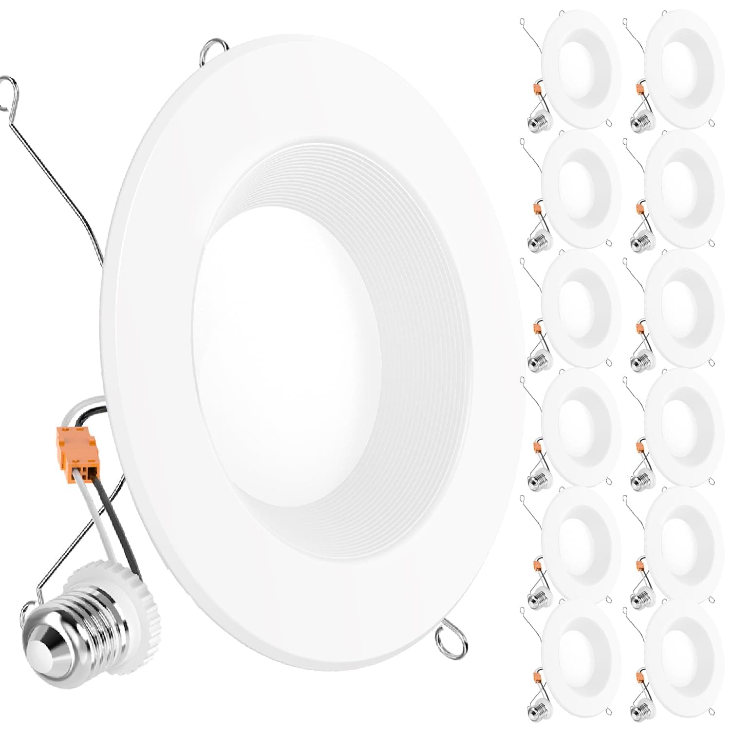 Sunco LightingLED Recessed Ceiling Light, Adjustable 5/6 Inch, 13W (75W Equivalent), Dimmable, 830 Lumens, Cool White (4000K), Ceiling Lighting, Easy Installation - Pack of 12