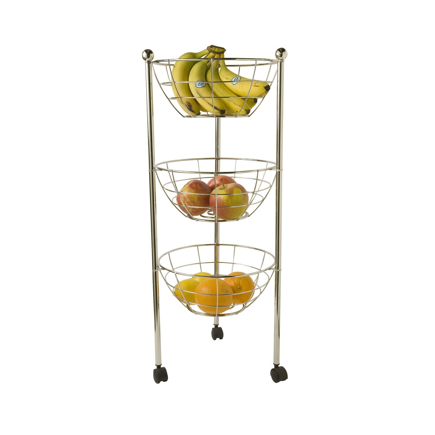 Home Basics 3-Tier Chrome Kitchen Trolley