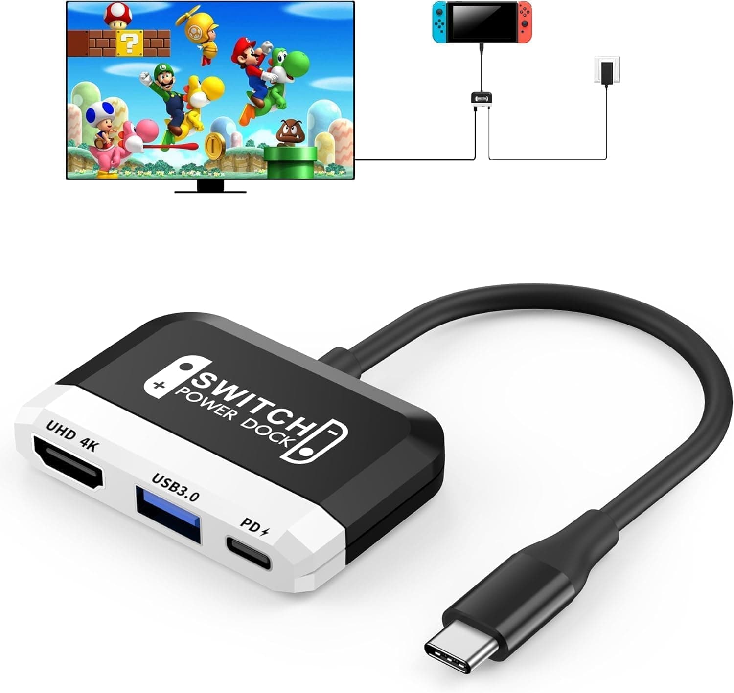 RREAKA Switch Dock for Nintendo Switch OLED, 3 in 1 TV Adapter with 4K HDMI, USB 3.0 Port, Type C 100W Charging, Portable Docking Station for Travel, Samsung Dex S24, MacBook