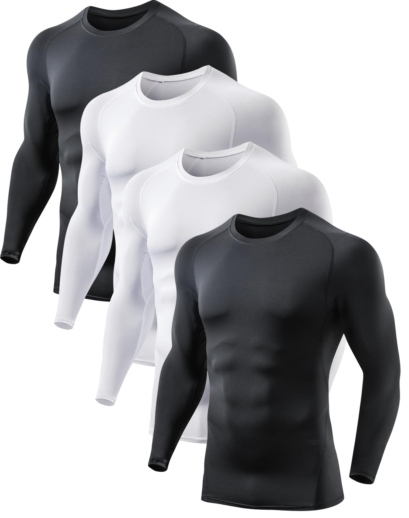 5 or 4 Pack Compression Shirts for Men Long Sleeve Athletic Base Layer Undershirt Gear T Shirt for Workout