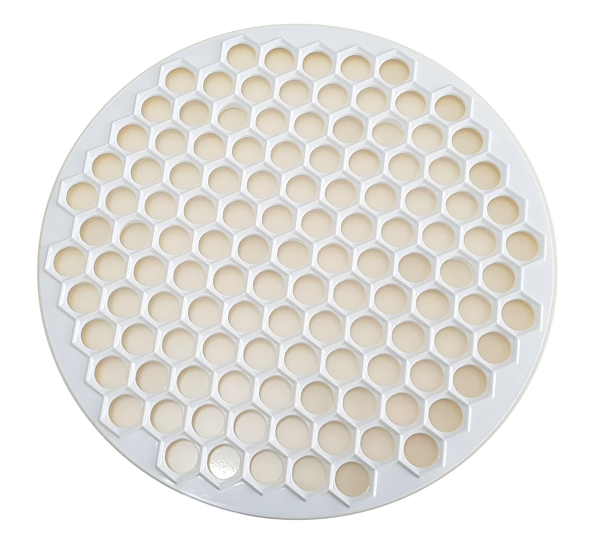 Pratic Medium Circle Ravioli Mold for Small Ravioli (121 small dough rounds) - 12.5"/32cm Dough Cutting Apparatus 121 Holes - Ravioli Cutter for Turkish Ravioli or Manti - White