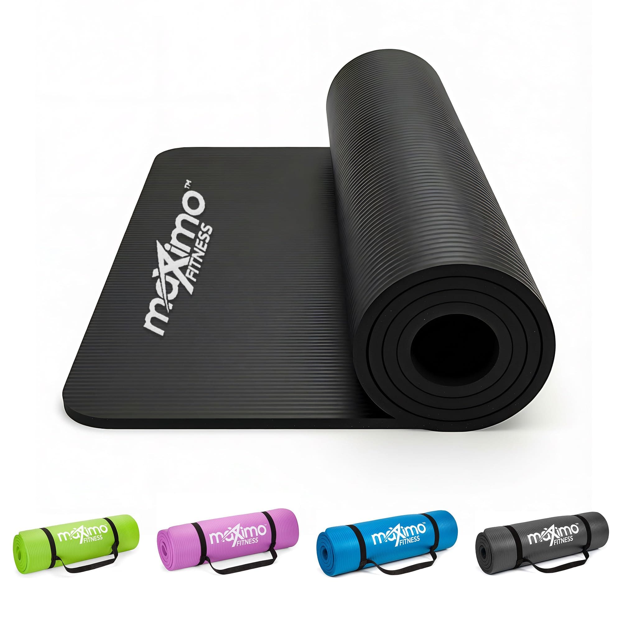 Maximo Fitness Yoga Mat - Multipurpose Exercise Mat for Men, Women and Kids, Ideal Non Slip Workout Mats for Yoga, Pilates, Gym Exercise with Carrying Strap