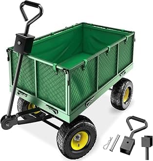 tectakeยฎ Heavy Duty Utility Cart & Garden Trolley XXL, Foldable, Padded Handle, 550kg Load Capacity, Coupler for Attachments, Washable Lining - Ideal for Gardening or Camping