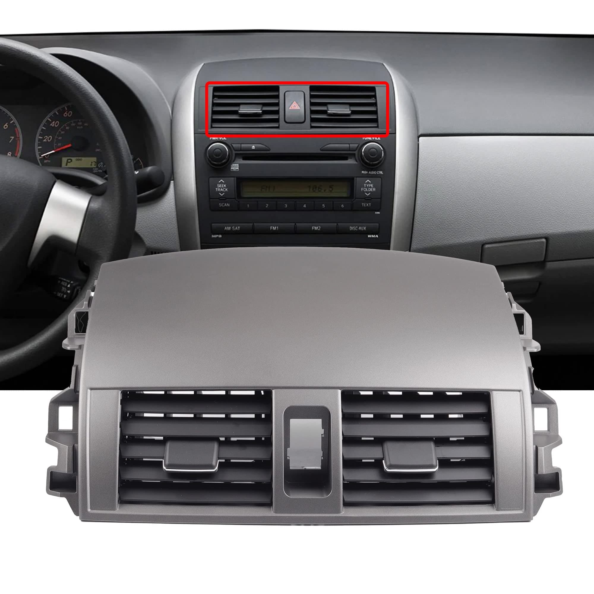 Center Dash A/C Outlet Air Vent Panel Compatible with Toyota Corolla 2008 2009 2010 2011 2012 2013 Replaces# 55670-02160 55663-02060, AC Dashboard Bezel Trim
