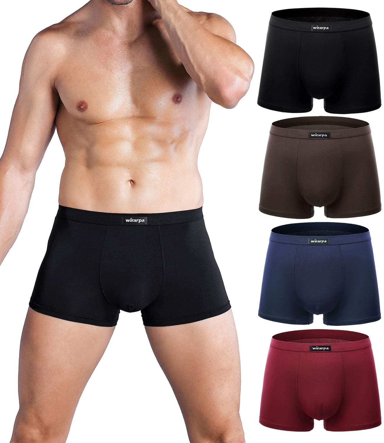 wirarpa Mens Mirco Modal Underwear Trunks Soft Boxer Shorts Gents Microfibre Underpants Multipack