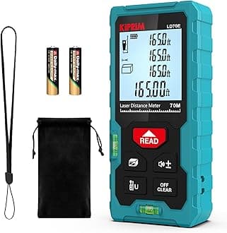 Kiprim 70m Laser Distance Measure High Accuracy 229ft LD70E Laser Tape Measure Compact Laser Measurement Tool with Larger Backlit LCD Display,ft/m/in Switching,Bubble Level