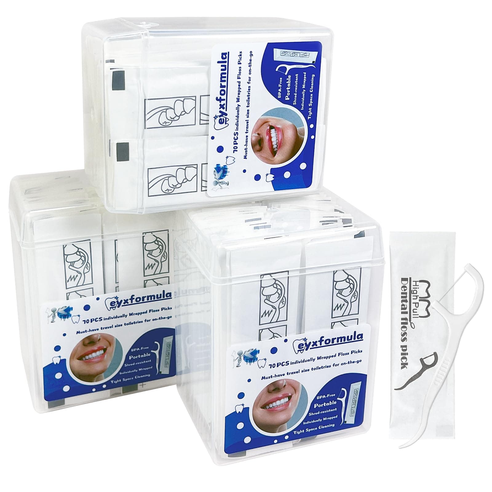 200 Count Individually Wrapped Dental Floss Picks - Travel Flossers for Teeth Cleaning and Oral Care - Ideal Travel Size Toiletries, Wedding Basket Supplies and Guest Bathroom Essentials