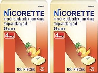 Nicotine Gum Stop Smoking Aid, 4 mg, Fruit Chill Flavor - 2x100 Count