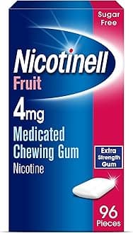 Nicotine Gum, Quit Smoking Aid, Fruit Flavour, 4 mg, 96 Pieces