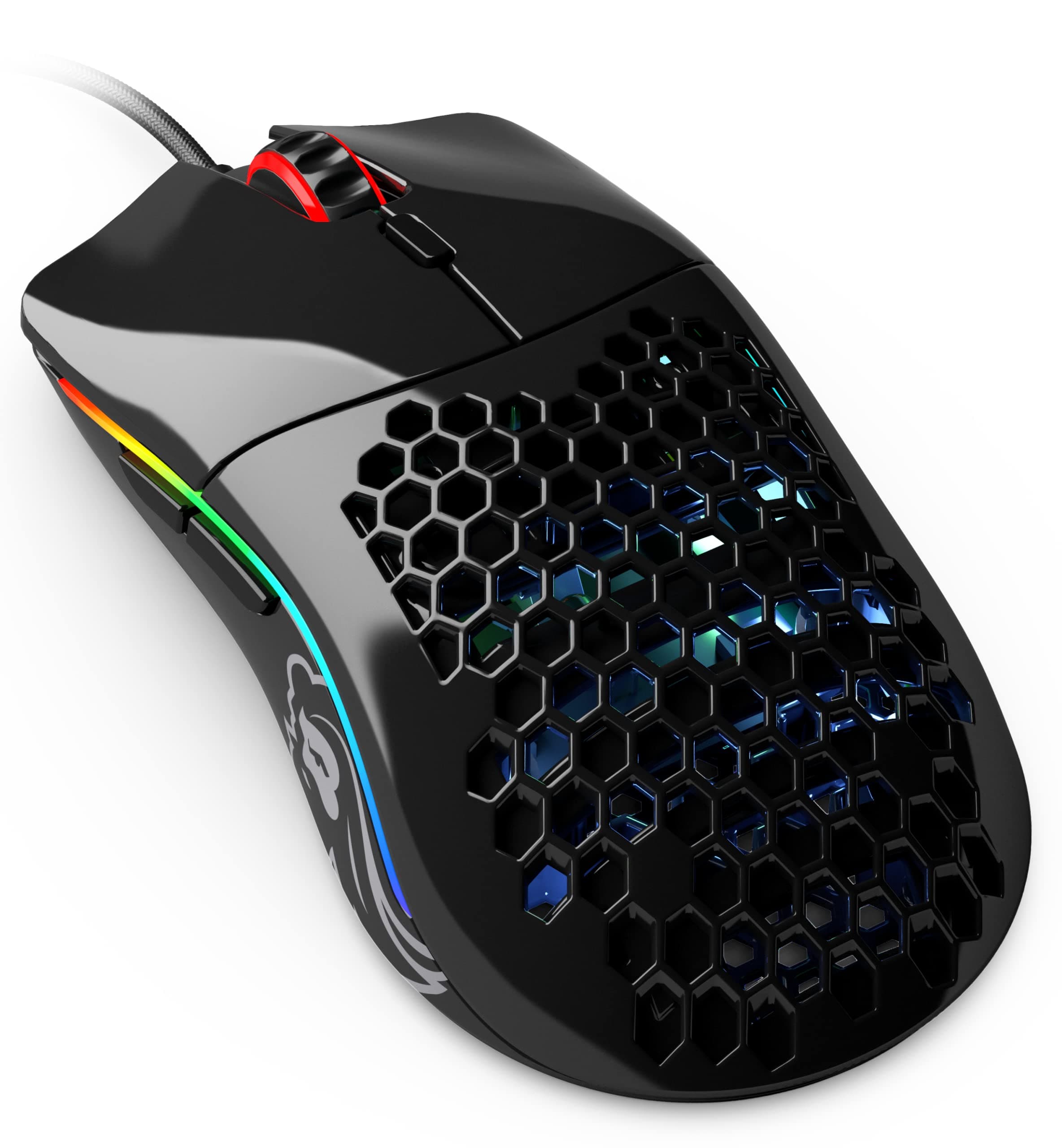 Gaming - Superlight Wired PC Gaming Mouse with Honeycomb Shell, 6 Programmable Buttons, RGB Lighting & PTFE Skates - Model O, Glossy Black