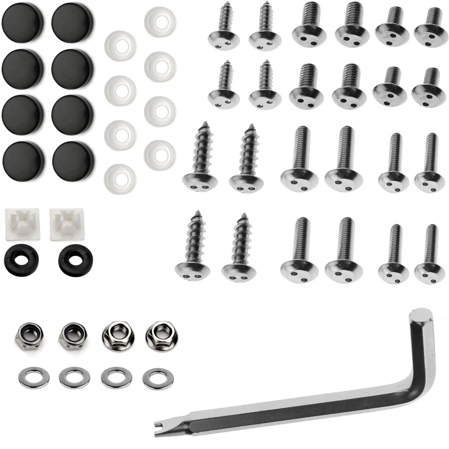 Plate Frame Screws Fasteners + Black Screw Caps