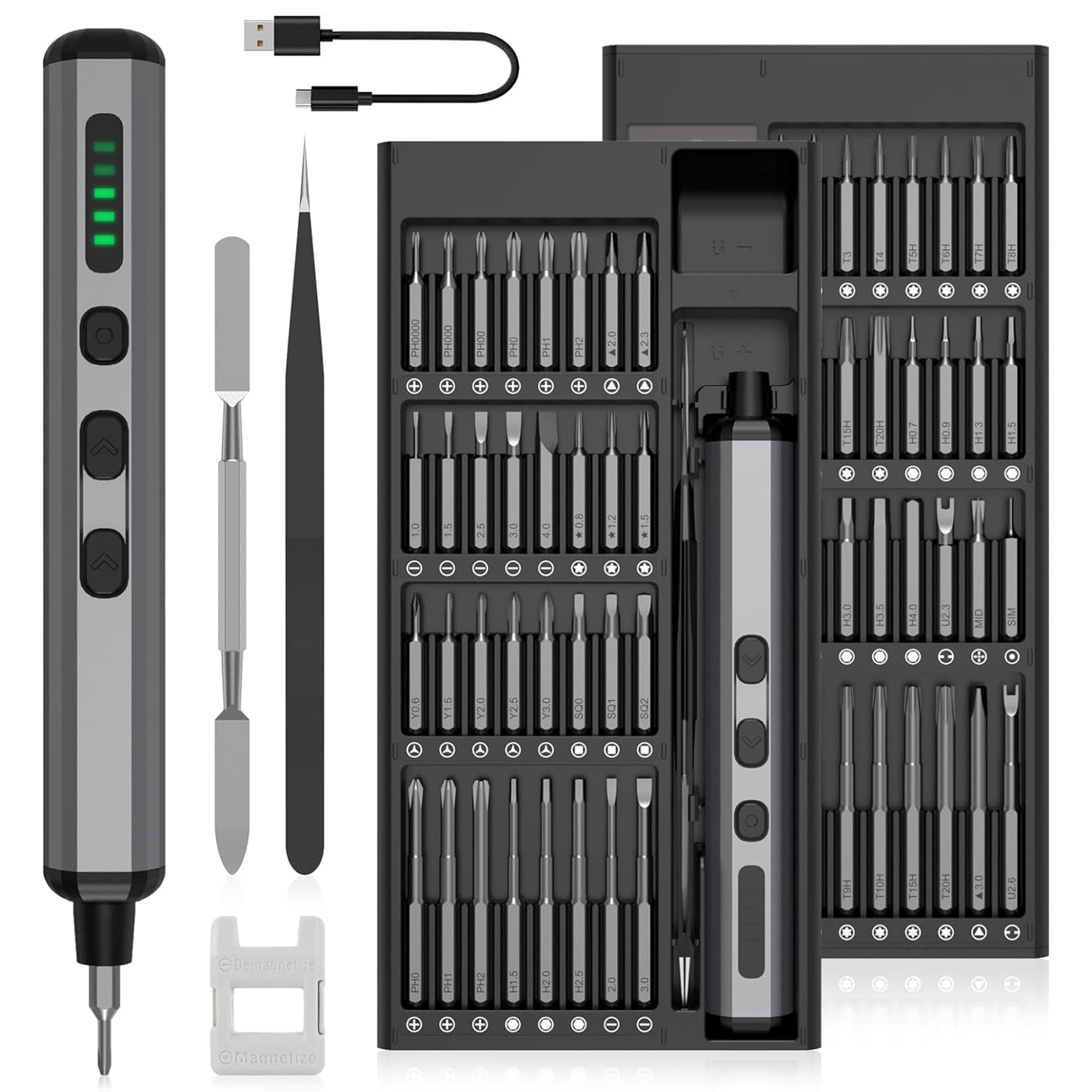 Electric Precision Screwdriver Set 68 in 1, Battery Precision Screwdriver Set with 64 Magnetic Multi-Bits, Cordless Hand Tools Kit for Phone Camera Laptop Watch Glasses and More