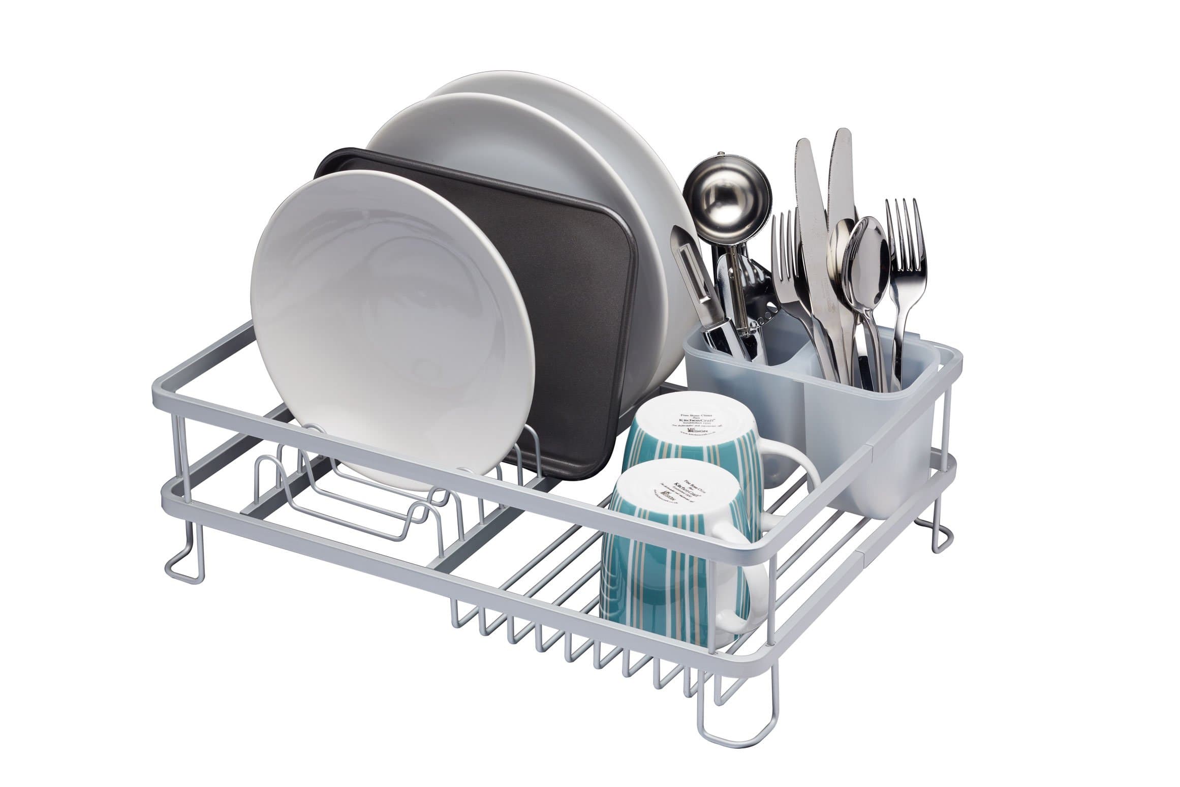 MasterClass Aluminium Dish Drainer Rack, Sink Dish Rack with Large Capacity, 42 x 30 x 13 cm, Silver