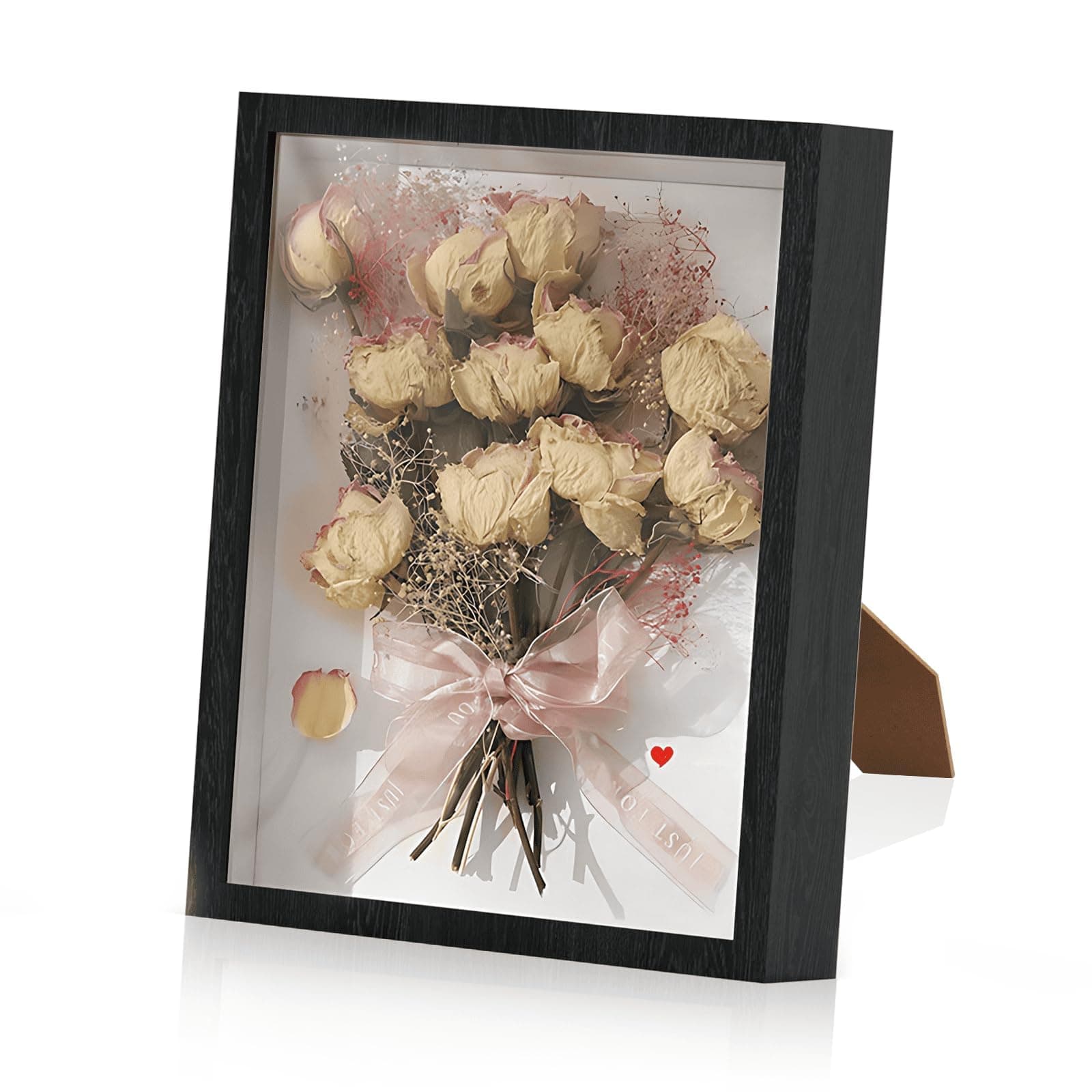 Tazweeq Shadow Box Frame Display Cases, 8x10 Inch Deep Shadowbox Dried Flower Picture Frame, Wood Display Shadow Box Frame, Black (1 Pack)