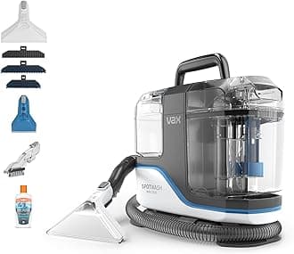 Vax SpotWash Max Duo Spot Cleaner, Upholstery, Sofa, Stairs, Rug, Stain Cleaning Small Handheld Shampooer Machine, Solution and Tools for Home, Car, Pets with Self-Clean, 500W, White / Blue, CDSW-MSXD