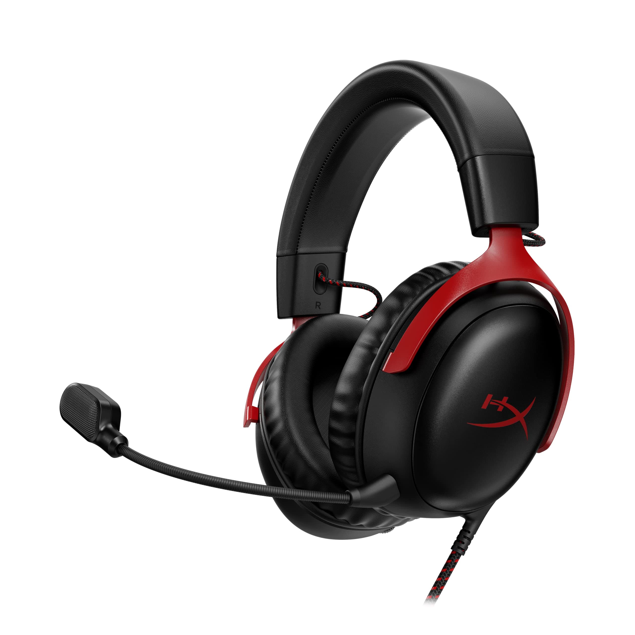 - HyperX Cloud III– Wired Gaming Over Ear Headset, Pc, Ps5, Xbox Series X|S, Angled 53Mm Drivers, DTS, Memory Foam, Durable Frame, Ultra-Clear 10Mm Mic, USB-C, USB-A, 3.5Mm – Black/Red (727A9AA)