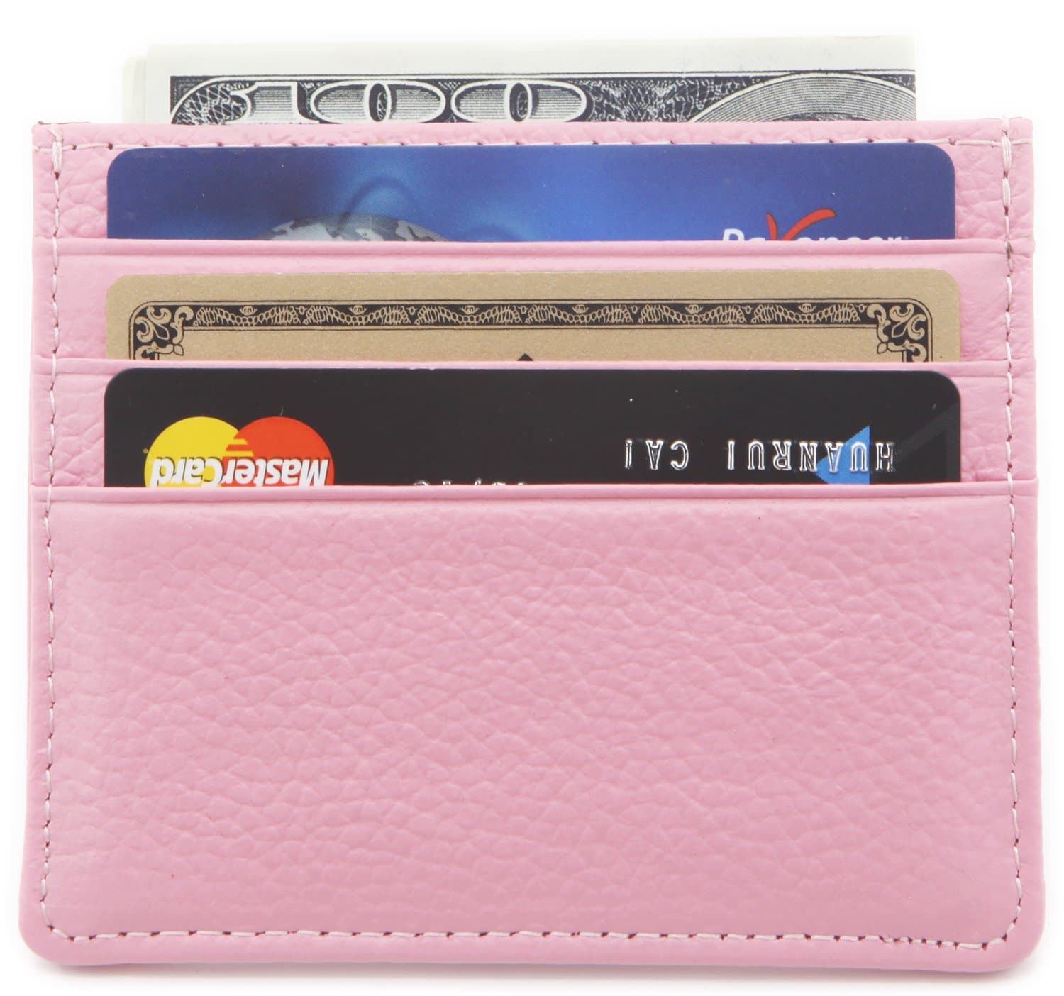 DEEZOMO Genuine Leather RFID Blocking Card Case Wallet Slim Super Thin 6 Card Slots Compact Wallet
