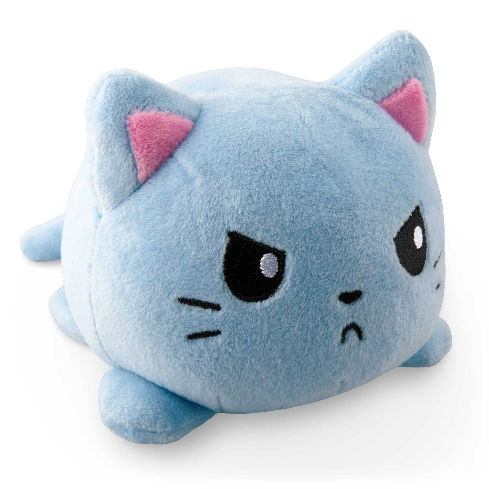Reversible Cat Plushie 4-Inch Russian Blue Two-Sided Flip Plush Toy with Embroidered Details - Cute Mini Collectible Plush for Kids, Teens, and Adults