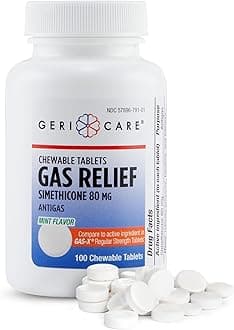 Simethicone Chewable Gas-Relief Tablets 80mg | Fast Relief for Gas, Bloating and Discomfort | Mint-Flavored Anti-Gas Chewables | Oral Adult Gas Pain Relief | Anti-Flatulence Aid (100 Tablets)