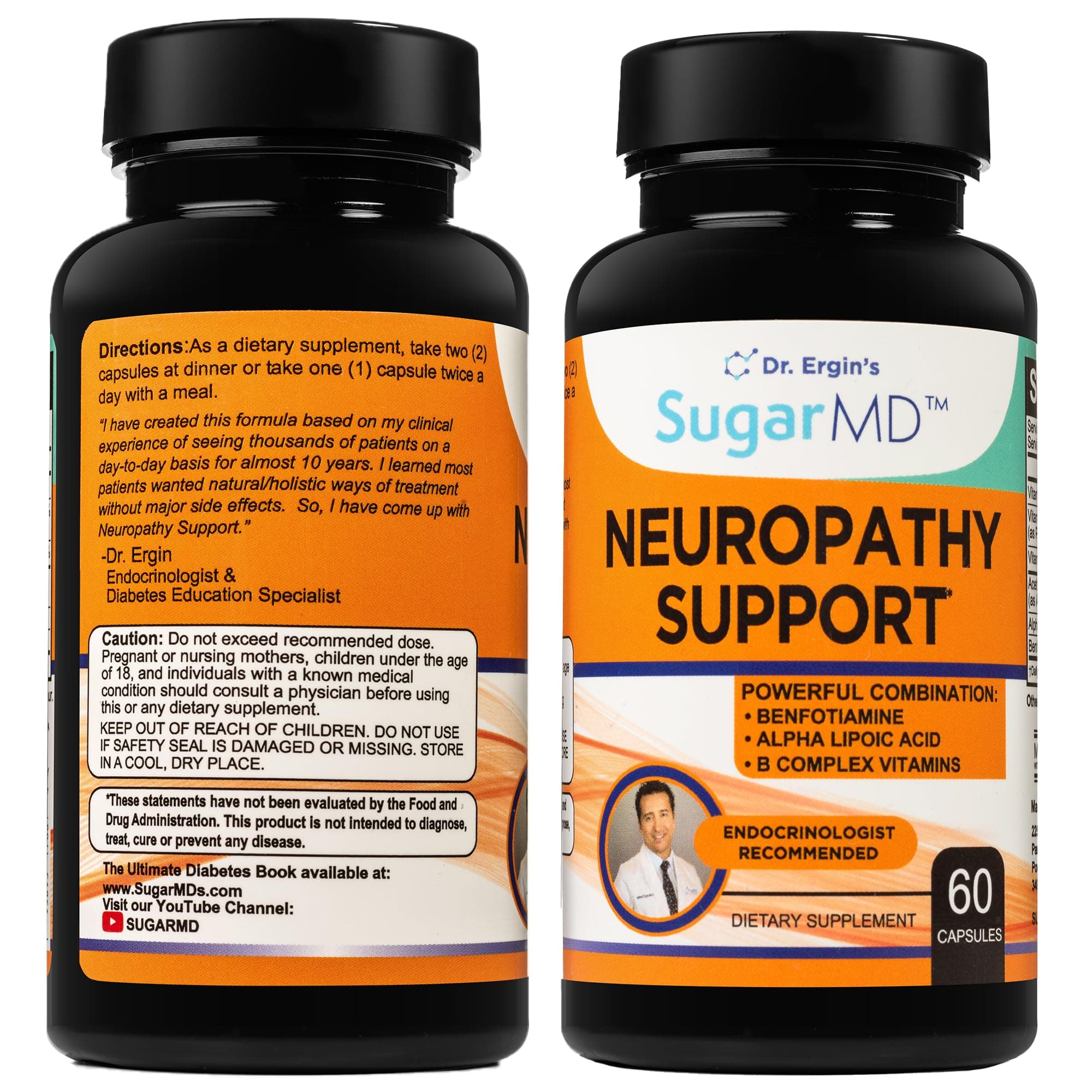 SugarMD Neuropathy Support Supplement – 60 Nerve Capsules with Alpha Lipoic Acid, Benfotiamine & Vitamin D3 B6 B12 - Nerve Support for Feet, Hands, Fingers & Legs - 30 Day Supply