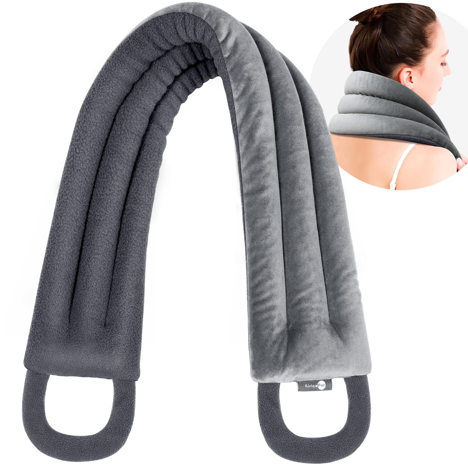 Microwave Heating pad for Neck and Shoulders Back 33 * 5" microwavable Moist Heat Pack Warm hot Compress Neck wrap Weighted Rice Bean Bag Reusable Herbal Nature Calming Portable Grey