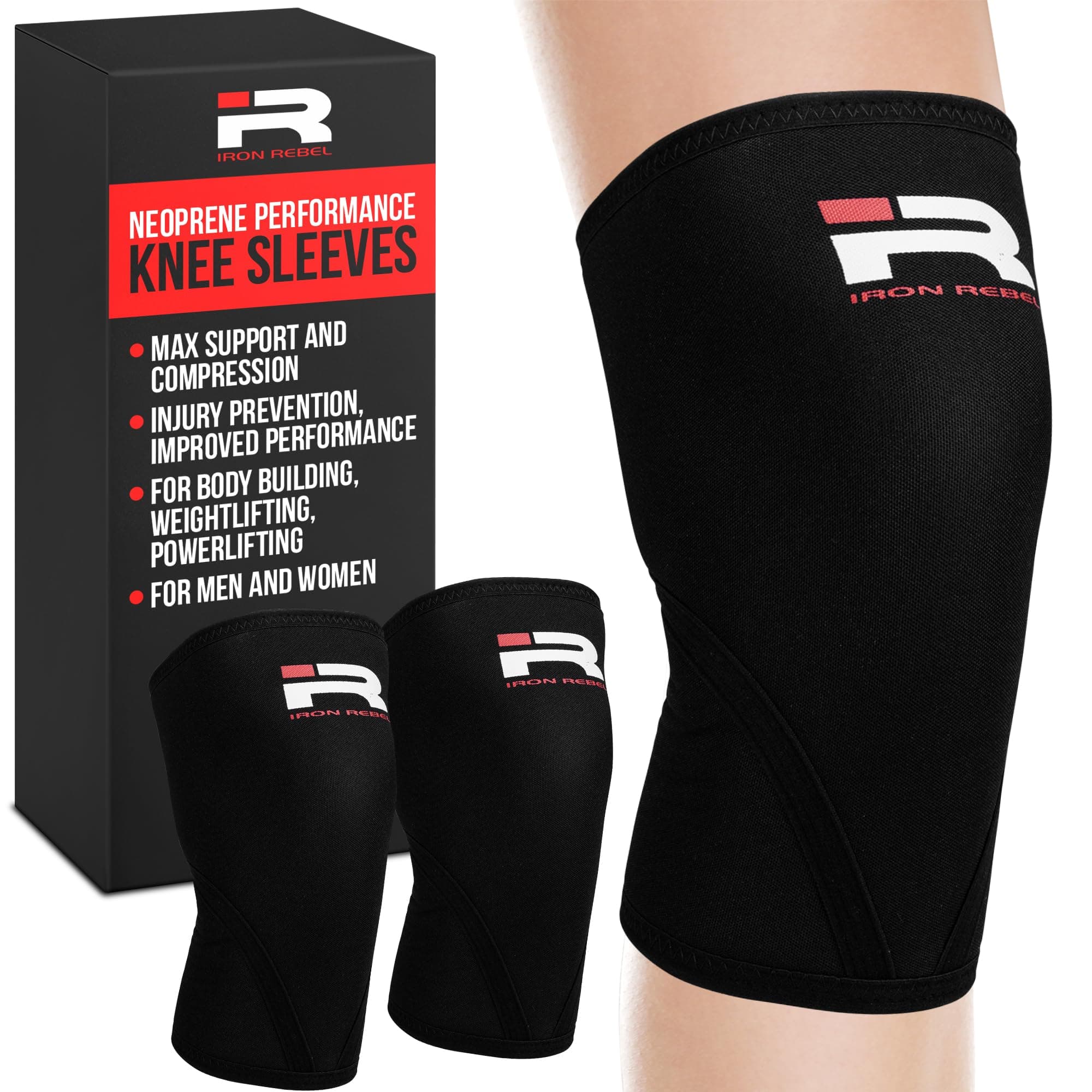 Performance Knee Sleeves, 7mm Neoprene Compression Support for Heavy Lifting, Squats, Bodybuilding, Weightlifting, Powerlifting, Workout Training, Joint Stability, Men & Women, X-Large