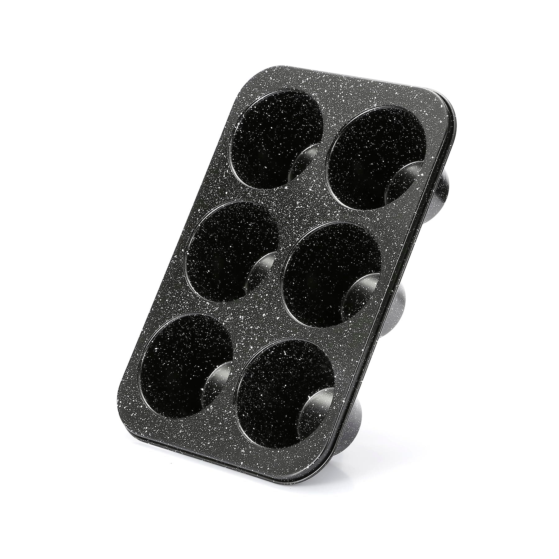 Jumbo muffin pan 6 Cup, deep muffin pan extra large cupcake tin black granite finish carbon steel baking pan 3.5dia x3 inch cup