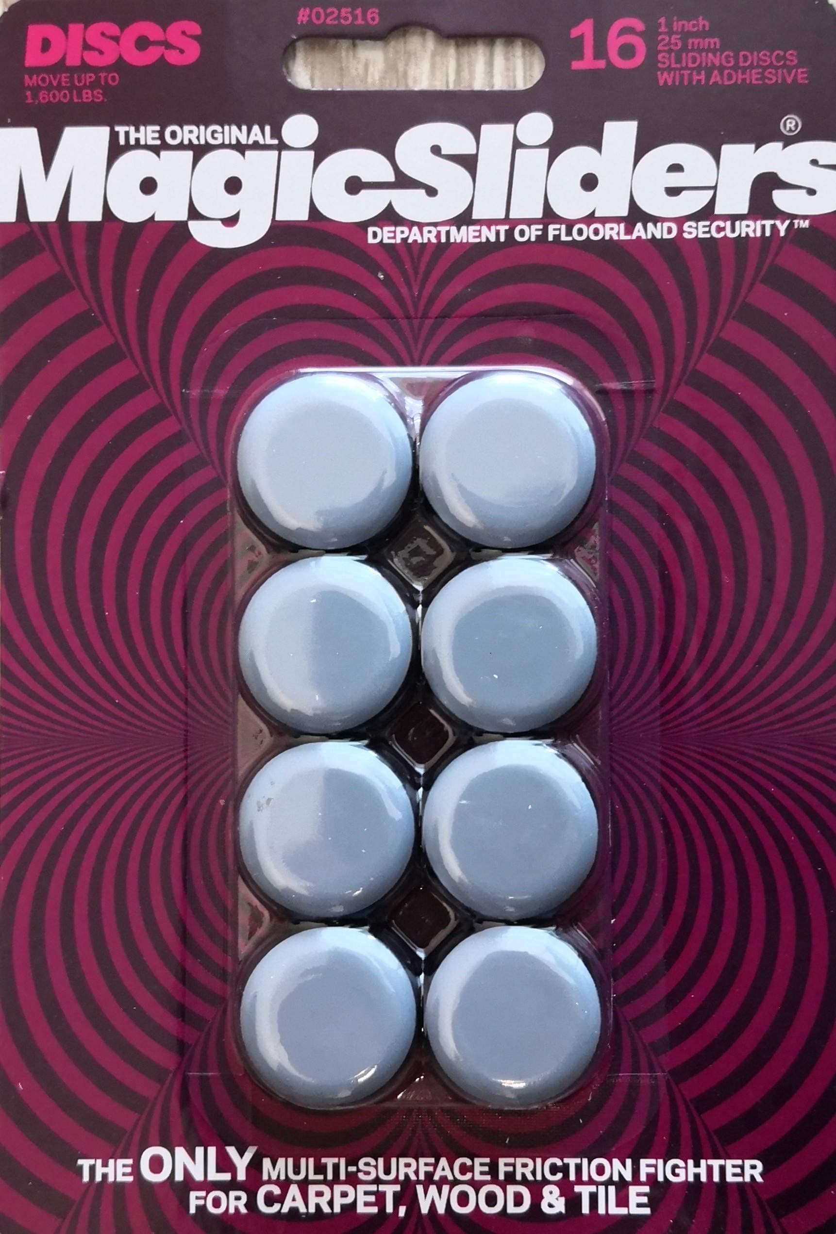 Magic Sliders02516 Self-Adhesive 1" Round Sliding Discs 16 Pack , Resin, Blue