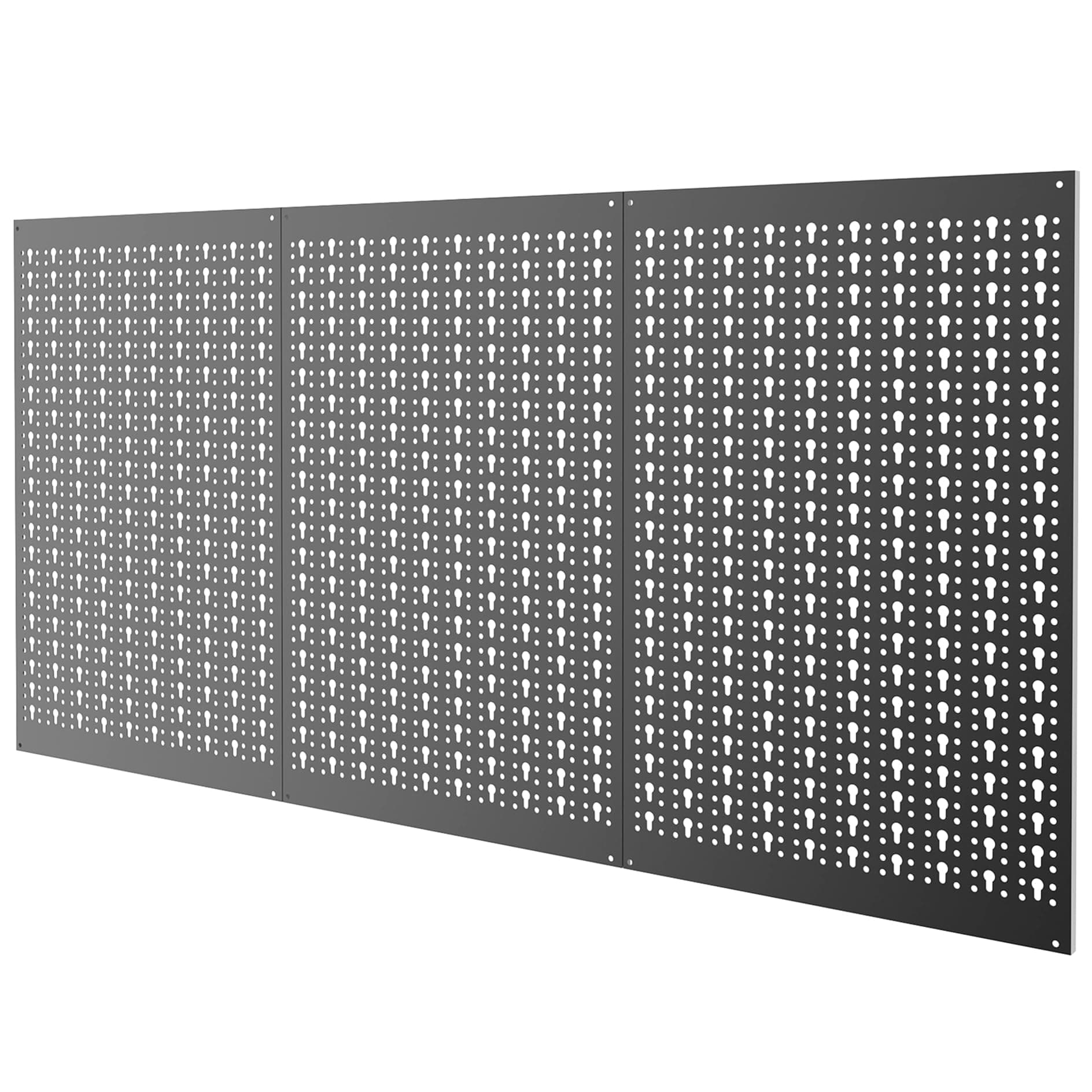 TORACK 3 PCS Metal Pegboard Panels for Garage Wall Utility Tools Storage Pegboard for Workbench, Modular Peg Board Tool Organizer Board Kit(Pack of 3, Black)
