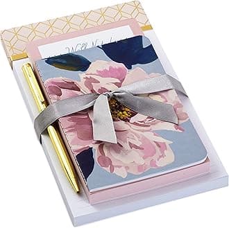 Hallmark Notepad Bundle with Pen, Pretty Pinks (3 Notepads in Assorted Sizes with Gold Pen), 5STZ5086