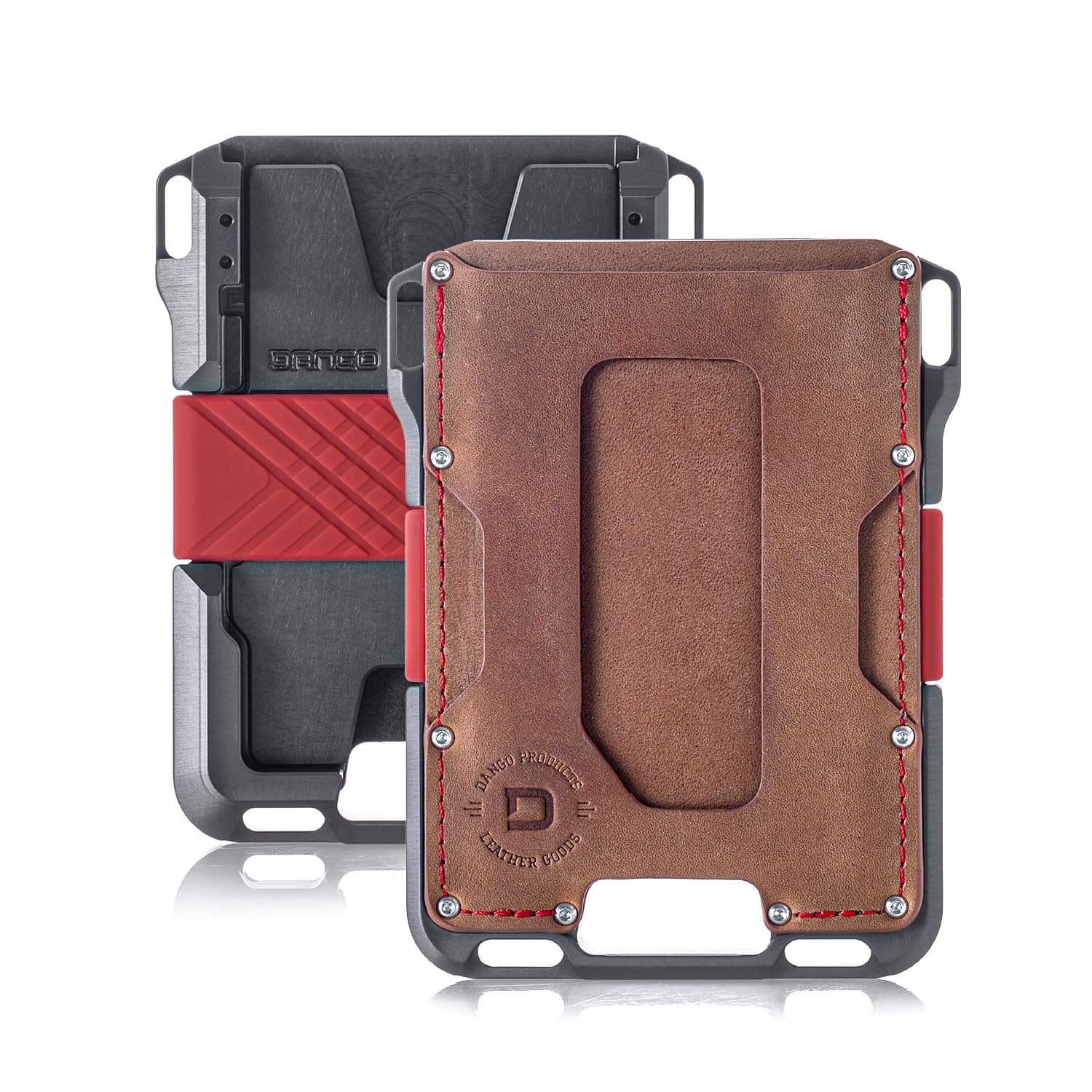 Dango Slim Minimalist Wallet for Men - RFID Blocking - Leather, Rawhide/Slate Grey